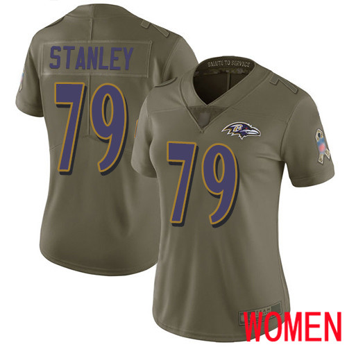 Baltimore Ravens Limited Olive Women Ronnie Stanley Jersey NFL Football #79 2017 Salute to Service